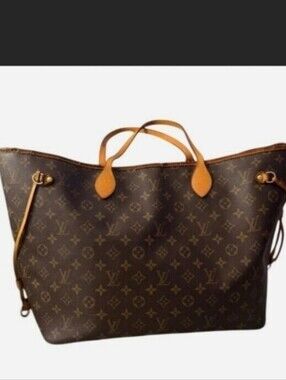 Authentic Louis Vuitton Neverfull GM Large Brown Tan Monogram Canvas Tote Bag